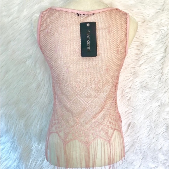 💎 Sweetheart & fringes groove crop top blouse - Picture 3 of 8